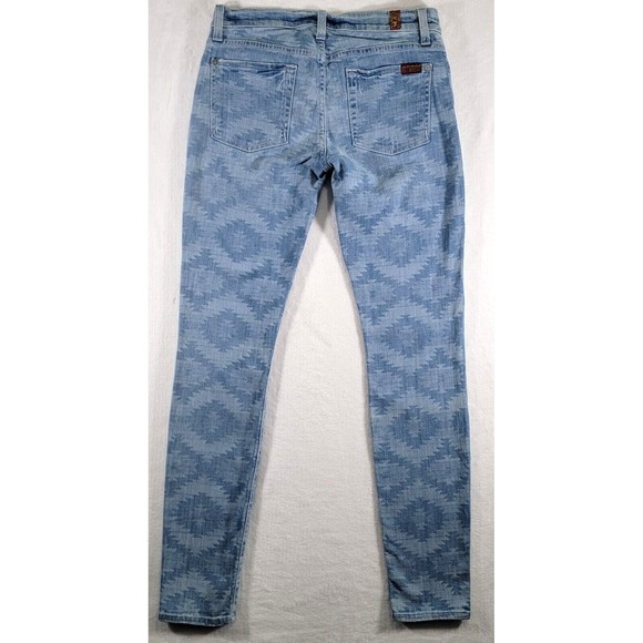 7 For ALL Mankind The Skinny Jeans Size 27 Ancient Pyramid Laser Aztec Print - Picture 5 of 16